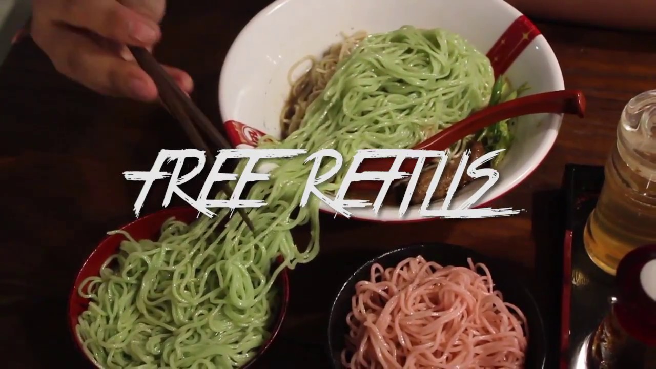 Sakura & Green Tea ramen free refill! YouTube