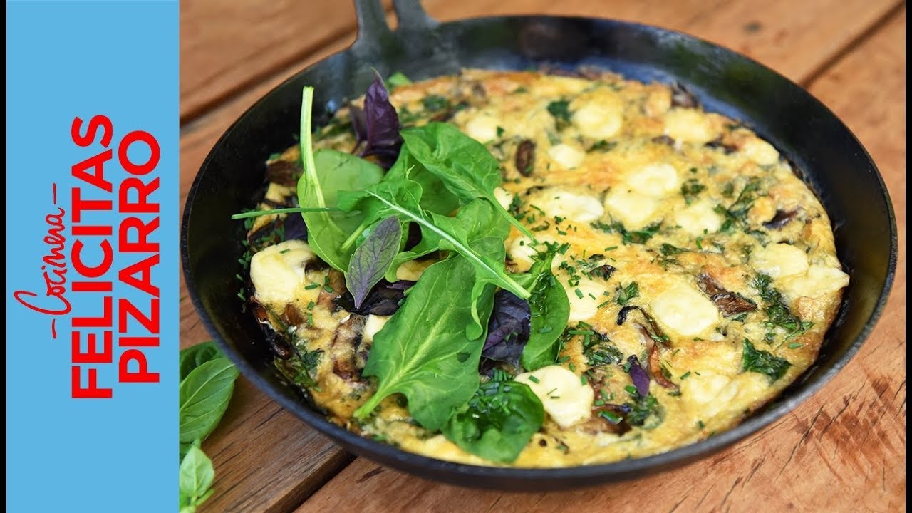 Frittata de Espinaca, Provolone & Hongos | Felicitas Pizarro