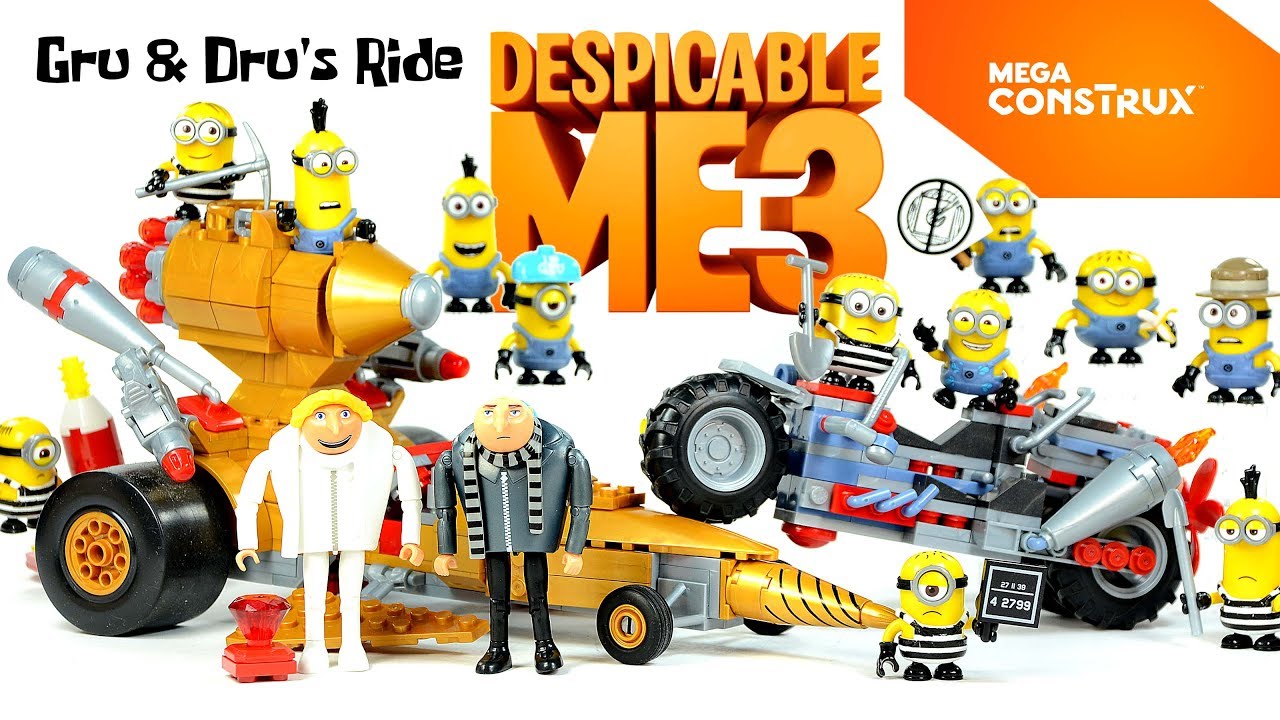 Despicable Me 3 Gru S Water Motorbike And Dru S Transforming Car By Mega Construx Youtube