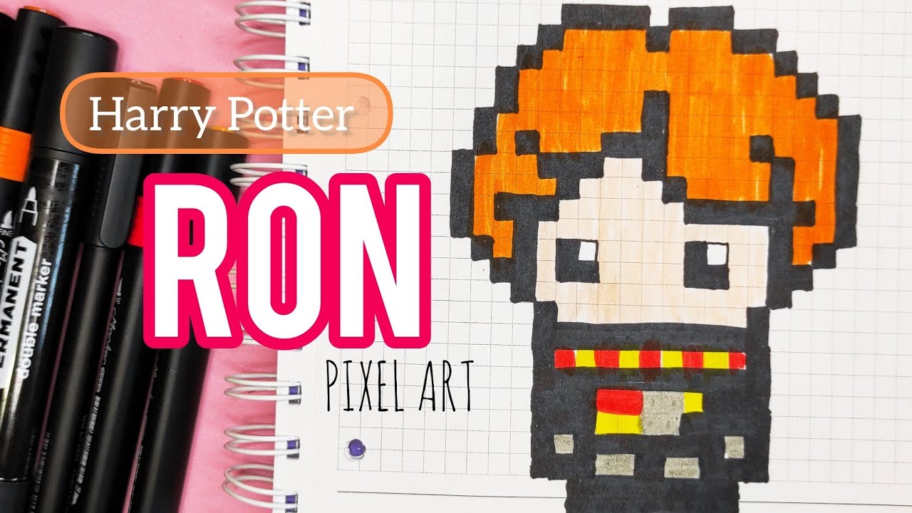 Ron Harry Potter Pixel Art. Рон Гаррі Поттер малювання по клітинках 