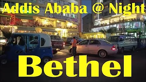 () Night Walking downtown Addis Abeba, Ethiopia Be...