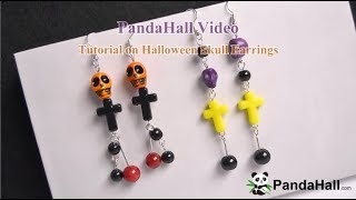 PandaHall Видеоурок по хэллоуинским Серьги черепа PandaHall Видеоурок по хэллоуинским Серьги черепа