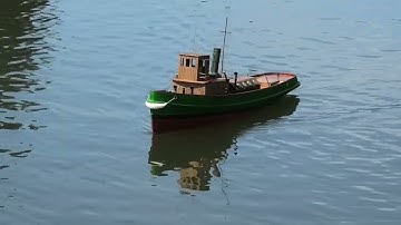Rare scratch built RC tug MV Bustler first water test