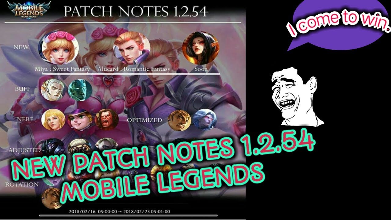 NEW PATCH NOTES 1.2.54 MOBILE LEGENDS