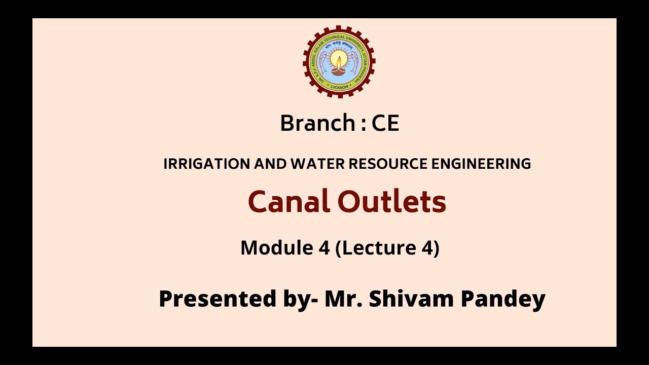 Irrigation & Water Resource Engineering Canal Outlets AKTU Digital
