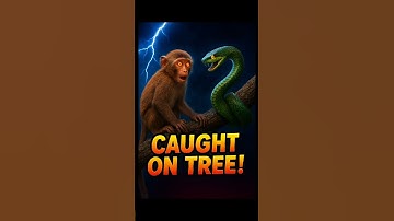 😱🐒 Monkey and Big Cobra Snake on Tree🌲 #shorts