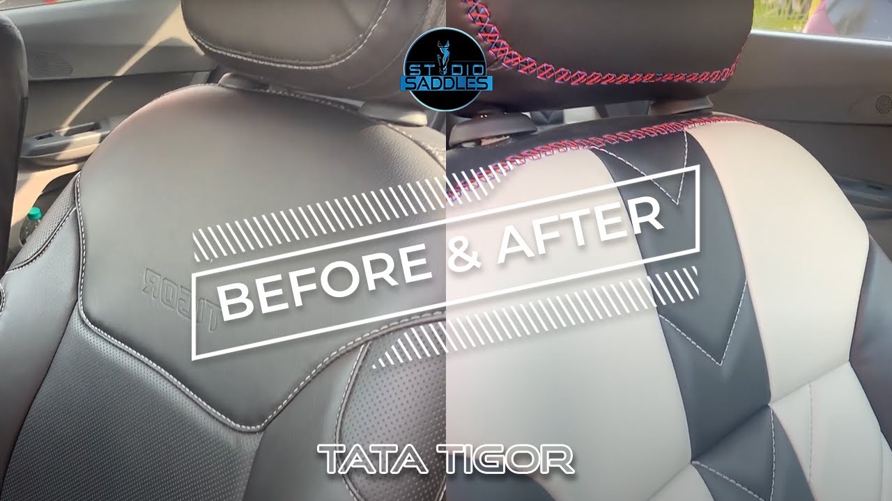 Tata Tigor Personalised in Dual Tone Microfiber Leather with Exposed Stitching by Studio Saddles