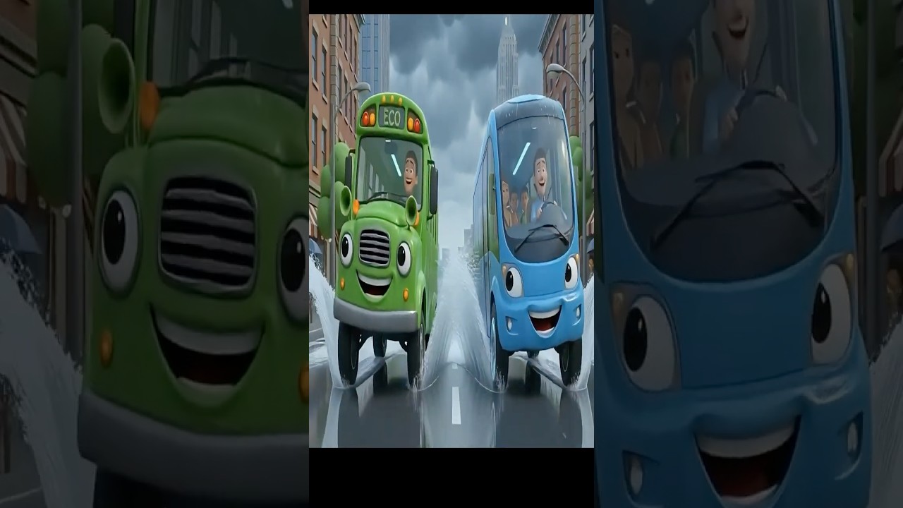 🚌 Колеса на автобусе – Свист-свист! Зеленый и синий автобусы 🎵 