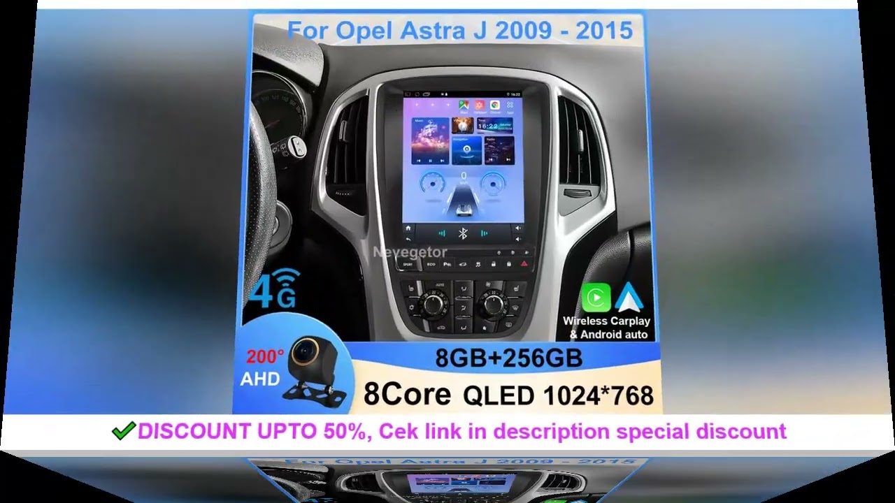 9.7 inch Carplay Vertical Wireless Android Auto For Opel Astra J 2009 - 2015 Car Radio 8Core