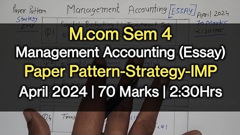 Management Accounting (Essay) | Paper Pattern-Strategy-IMP | M.com Sem 4 | April 2024