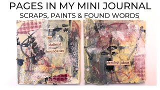 PAGES IN MY MINI JOURNAL - using scraps, paint and found words