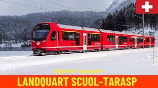 Winter Cab Ride Landquart  ScuolTarasp (Rhaetian Railway, Switzerland) train driver's view in 4K
