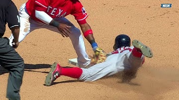 BOS@TEX: Betts records steal after call stands in 7th