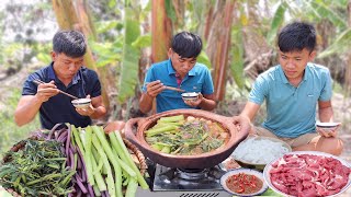 Thịt Bò Nhúng Lẩu Mắm Ruốc Thêm Mớ Rau Sống Cực Ngon | Tình Quê Vlog #13