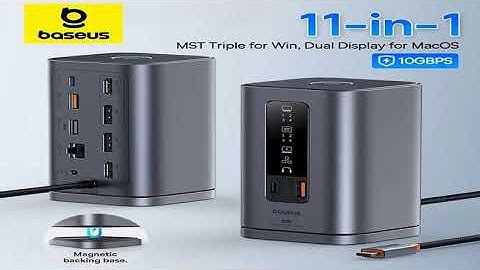 A must-have product! Baseus USB C Hub to DP 4K@60Hz HDMI DisplayPort 11-IN-1 Docking Station Tripl