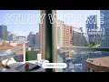 2hour study with me pomodoro 255 no music  with city view  city background sound ambience