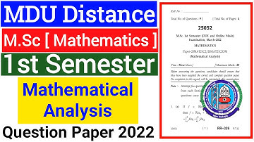 Mdu M.Sc Distance Mathematical Analysis 1st semester Question Paper 2022