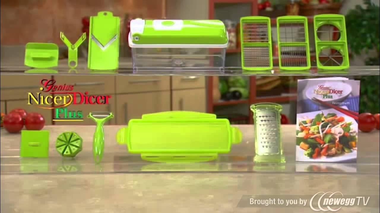 Genius Nicer Dicer Quick, Stainless Steel, Plastic, Green , 7 Pieces