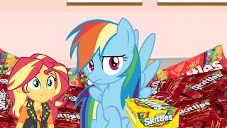 Ponies React To 🍬 Rainbow Dash's HUGE Skittle Addiction 🍬(Haysay)