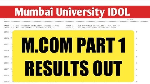 MCOM PART 1 IDOL RESULTS ARE OUT | MUMBAI UNIVERSITY | ASHISH SIR
