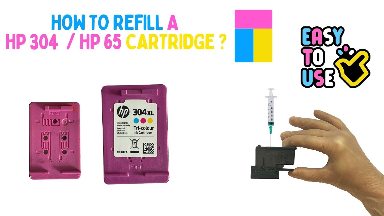 How to refill a HP 304 , HP 304XL & HP 65 colour - TRi-Colour ink cartridge  