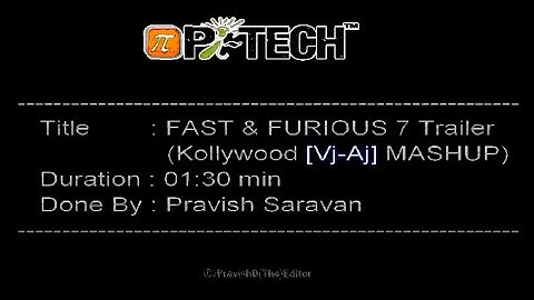 Fast & Furious Trailer - KollyWood (Vijay & Ajith) MashUp