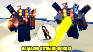 How to get DAMAGED TITAN BOOMBOX + ULTIMATE RECOVERY BADGE in SUPER BOX SIEGE DEFENSE! (ROBLOX)
