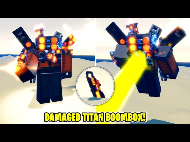 How to get DAMAGED TITAN BOOMBOX + ULTIMATE RECOVERY BADGE in SUPER BOX SIEGE DEFENSE! (ROBLOX) class=