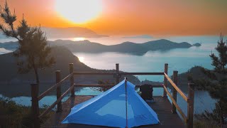 It's a great view! Solo camping on a beautiful island in Korea