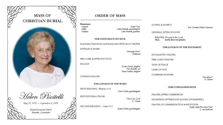 Mass of  Christian Burial, Helen Piscitelli - Sept...