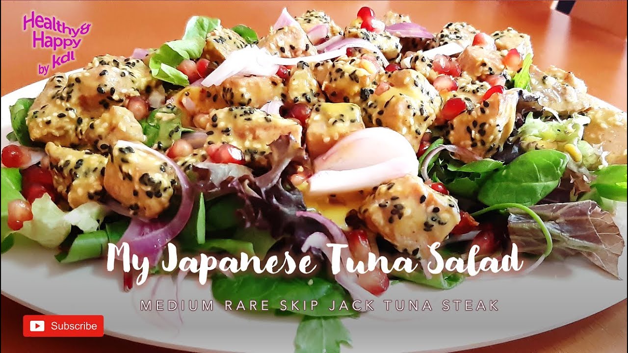 Japanese Tuna Salad Medium Rare Skip Jack Tuna steak My Recipe