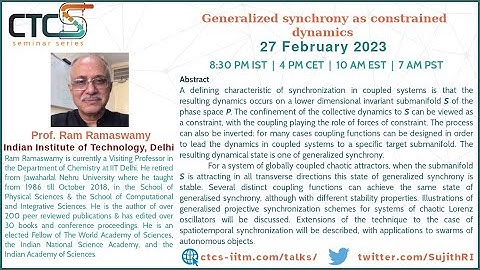 Critical Transitions in Complex Systems - Talk by Dr. Ram Ramaswamy