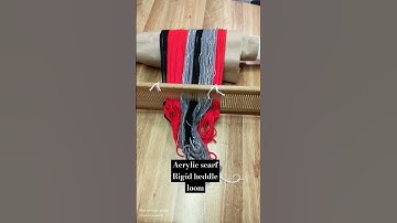 weaving an acrylic scarf on my rigid heddle loom #final measurement 5-3/4" X 78" with 3-3/4" #fringe