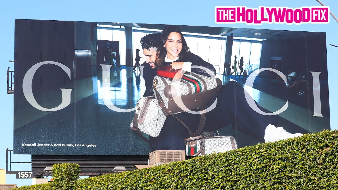 Kendall Jenner & Bad Bunny Are All Boo'd Up For Their New Gucci Billboard On Melrose Ave. In WeHo