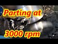 Improving parting off.  Parting off at 3000rpm Vs 1500 rpm.  Different feeds and speeds examined.