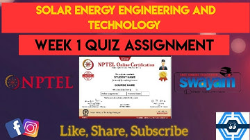 Solar Energy Engineering And Technology Week 1 Quiz Assignment Solution | NPTEL 2022 | SWAYAM