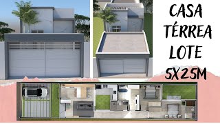 CASA TÉRREA E ESTREITA EM LOTE 5X25 - PROJETO DE UM CLIENTE BARRA BONITA SP