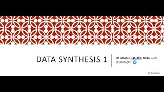 Meta analysis 101: Recording 6 - Data Synthesis 1