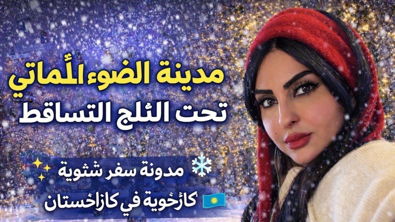 مدينة الضوء ألماتي تحت الثلج المتساقط ❄️✨ | مدونة سفر شتوية في كازاخستان 🇰🇿