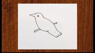 Drawing a CROW on a Tree step by step