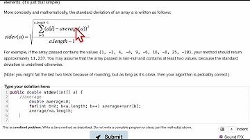 Java Practice It   |   Exercise 7.6: stdev  |   arrays, array basics