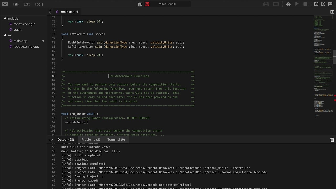 Vex V5 Tutorial: Converting a Program to the Competition Template - YouTube