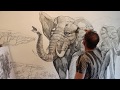 Рисунок на стене - Слоны 18