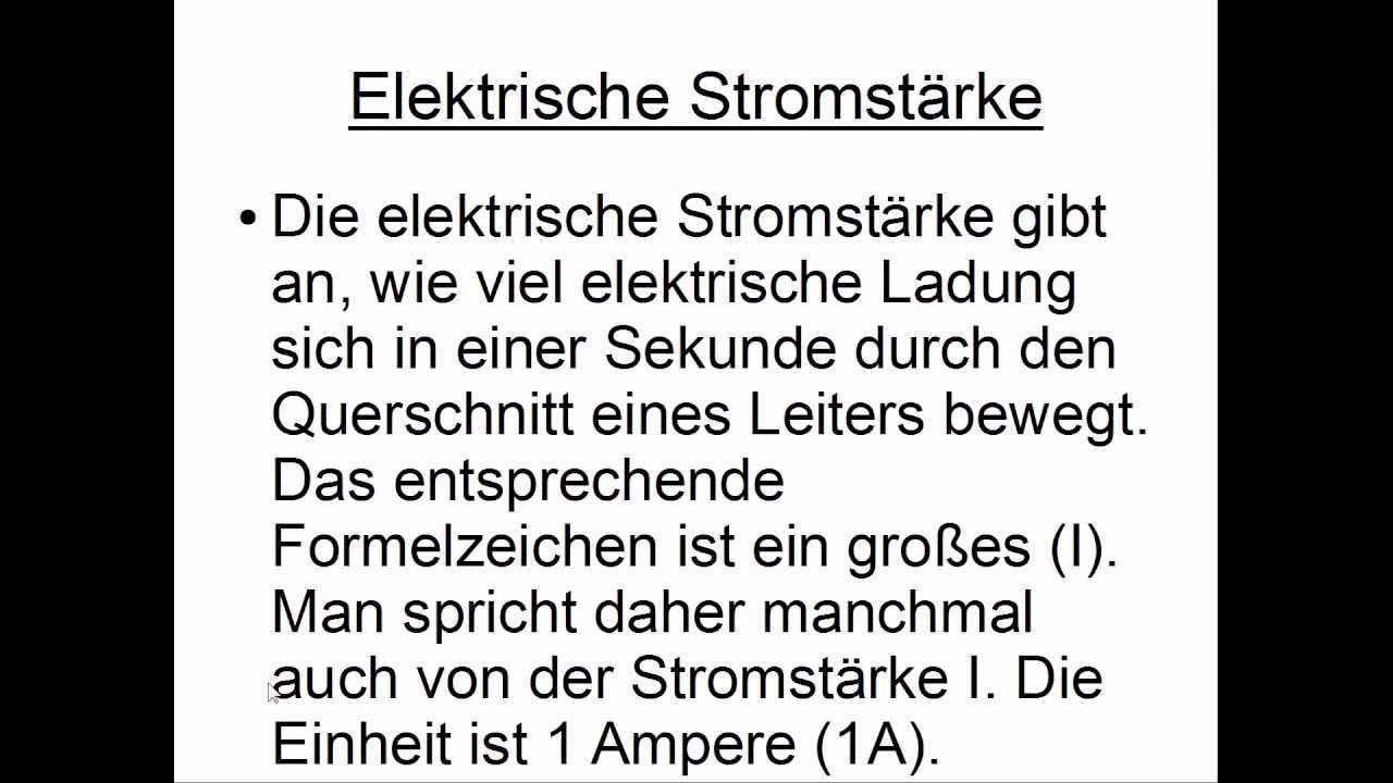 Elektrische Stromstärke - YouTube
