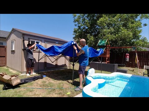 Yaheetech 10x10 pop up canopy tutorial video.