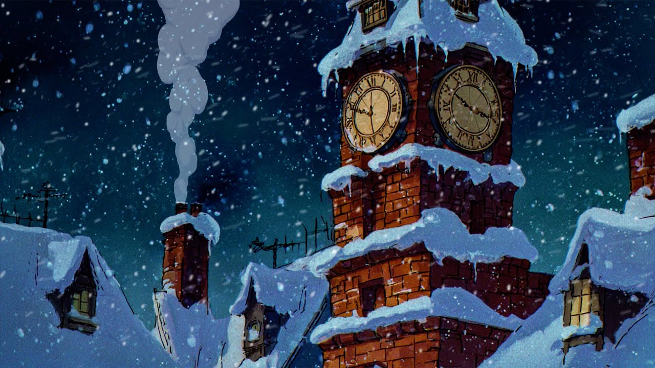 Magical Cozy Winter Night ❄️ Soft Disney Oldies Playing in Another Room | Relax & Snow Falling