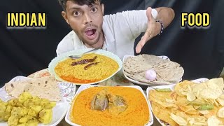 🎧 ASMR Eating Indian Food Feast 🍽️ | Baingan Masala, Dal Khichdi, Aloo Sabji, Pakode &amp; More!