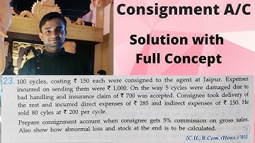 //Consignment A/C [B.com(Hons) 05] // Calculation of Unsold stock, Abnormal loss, Commission//✍️✍️✍️