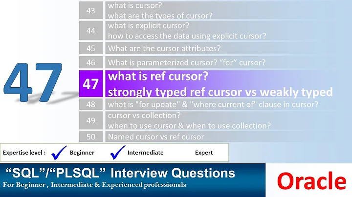 Oracle PL SQL interview question Explain REF Cursor Strongly Typed Ref Cursor and Weakly typed Ref C