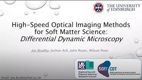 SOFT MATTER SEMINAR SERIES - High-Speed Optical Imaging Methods for Soft Matter Science